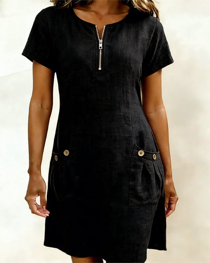 Cotton dress with zipper