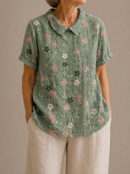 Ruth™ | Linen Floral Blouse