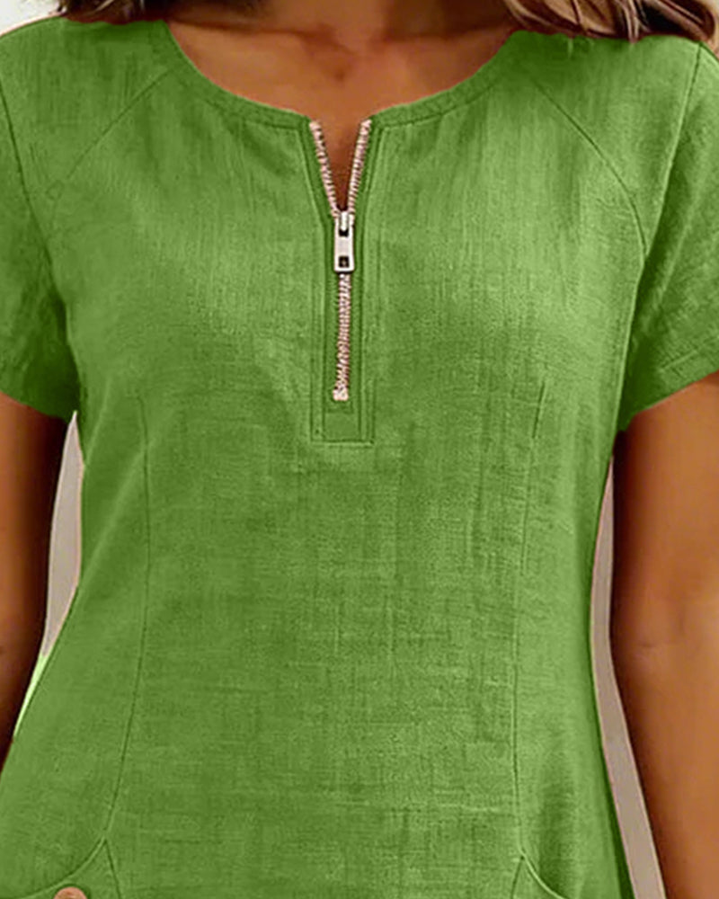 Cotton dress with zipper