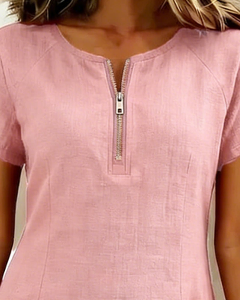 Cotton dress with zipper