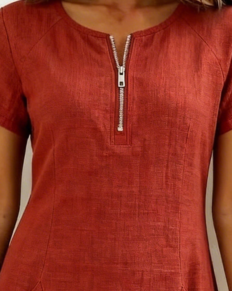 Cotton dress with zipper