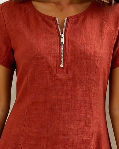Cotton dress with zipper