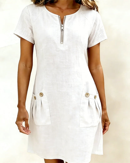 Cotton dress with zipper
