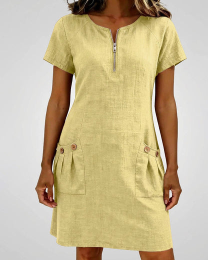 Cotton dress with zipper