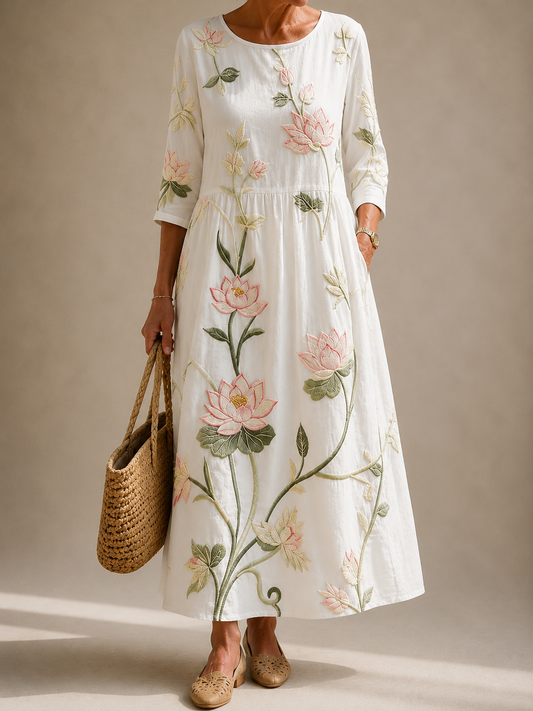 KAYLA | LINEN FLOWER DRESS