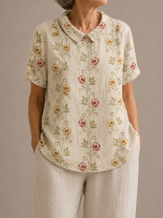 Audrey™ | Linen Floral Blouse