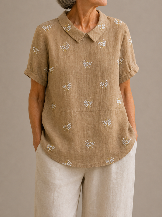 Vivian™ | Linen Floral Blouse