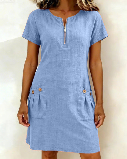 Cotton dress with zipper