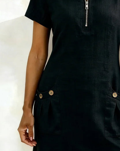 Cotton dress with zipper