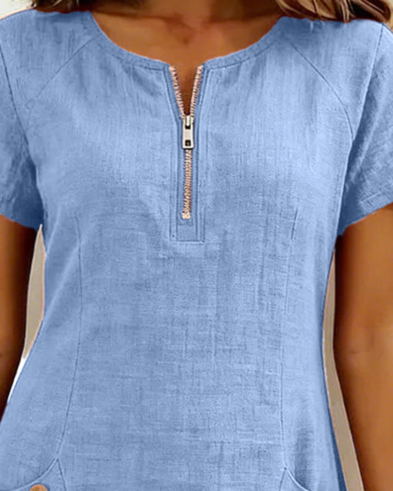 Cotton dress with zipper