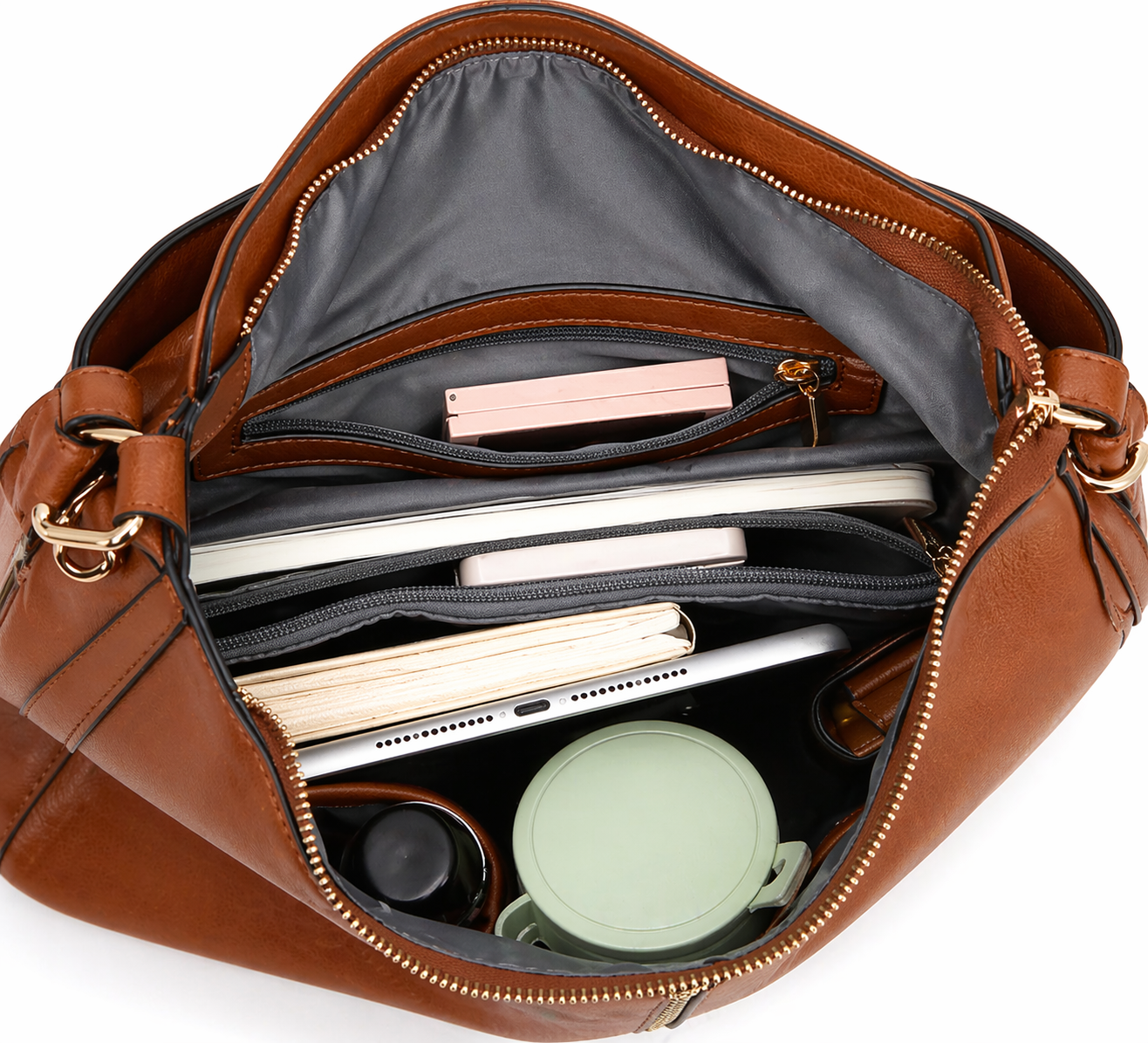 Luxury Leather Hobo Anti-Theft Handbag + Free Pouch Wallet