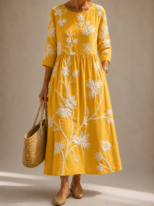 YASSY | LINEN FLOWER DRESS