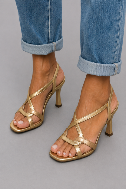 Golden Summer Charm High-Heel Sandals