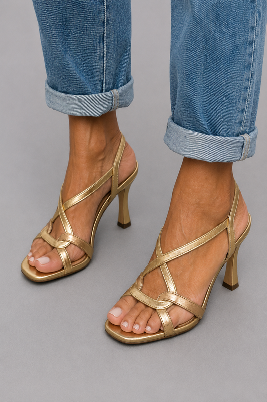 Golden Summer Charm High-Heel Sandals