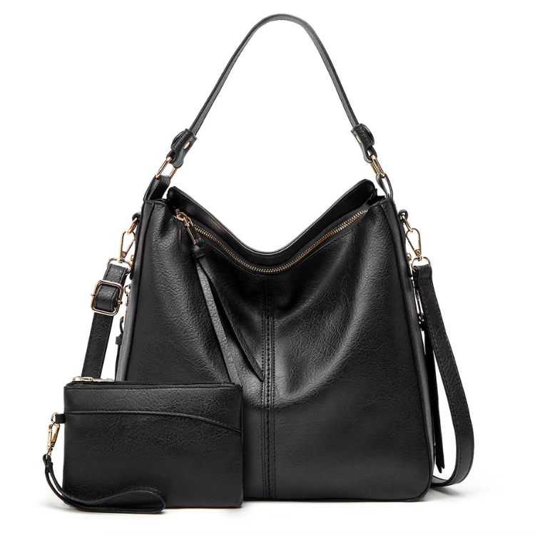 Luxury Leather Hobo Anti-Theft Handbag + Free Pouch Wallet
