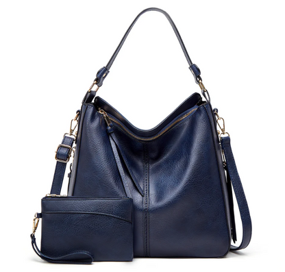 Luxury Leather Hobo Anti-Theft Handbag + Free Pouch Wallet