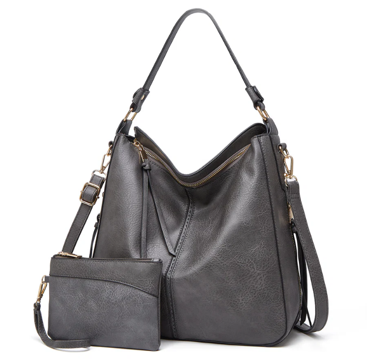Luxury Leather Hobo Anti-Theft Handbag + Free Pouch Wallet