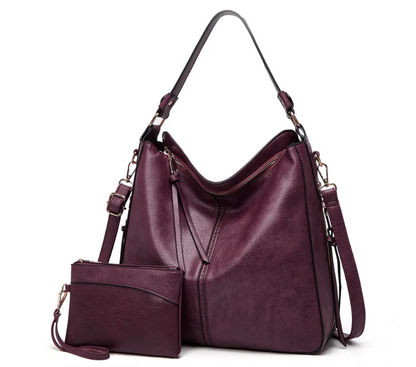 Luxury Leather Hobo Anti-Theft Handbag + Free Pouch Wallet