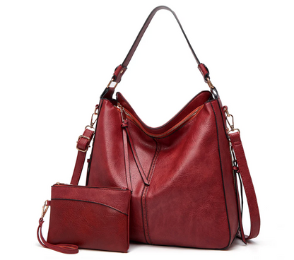 Luxury Leather Hobo Anti-Theft Handbag + Free Pouch Wallet