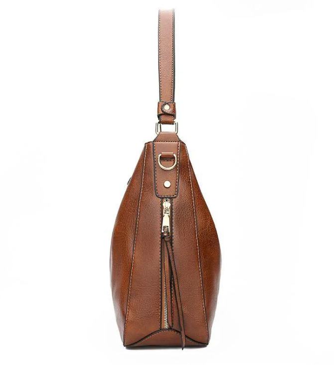 Luxury Leather Hobo Anti-Theft Handbag + Free Pouch Wallet