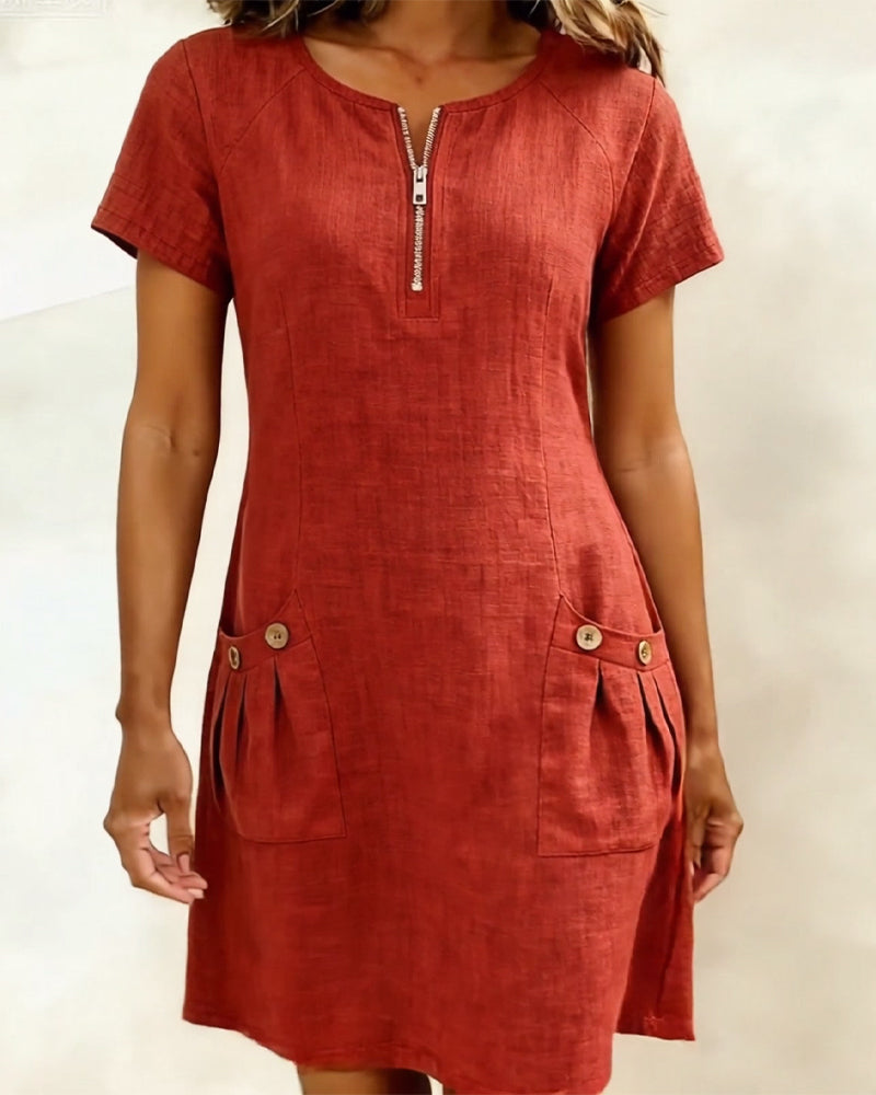 Cotton dress with zipper