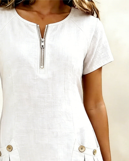 Cotton dress with zipper