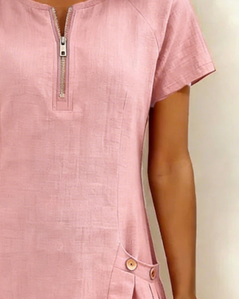 Cotton dress with zipper