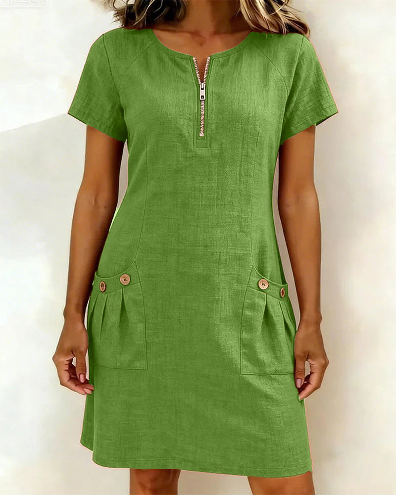 Cotton dress with zipper