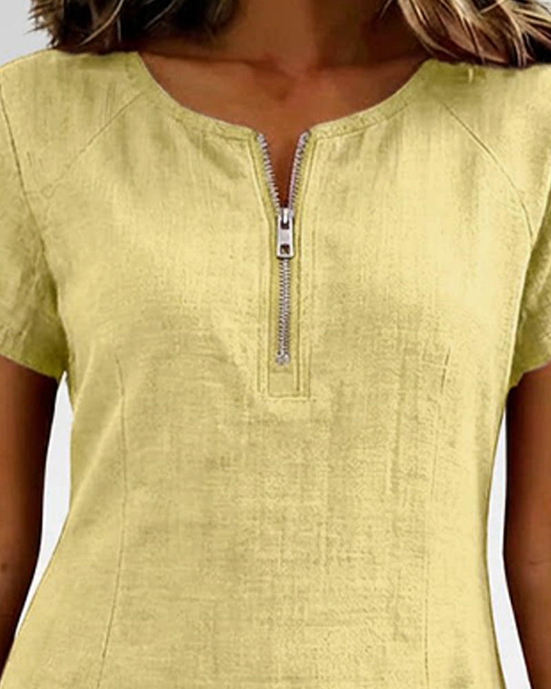 Cotton dress with zipper
