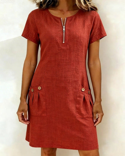 Cotton dress with zipper
