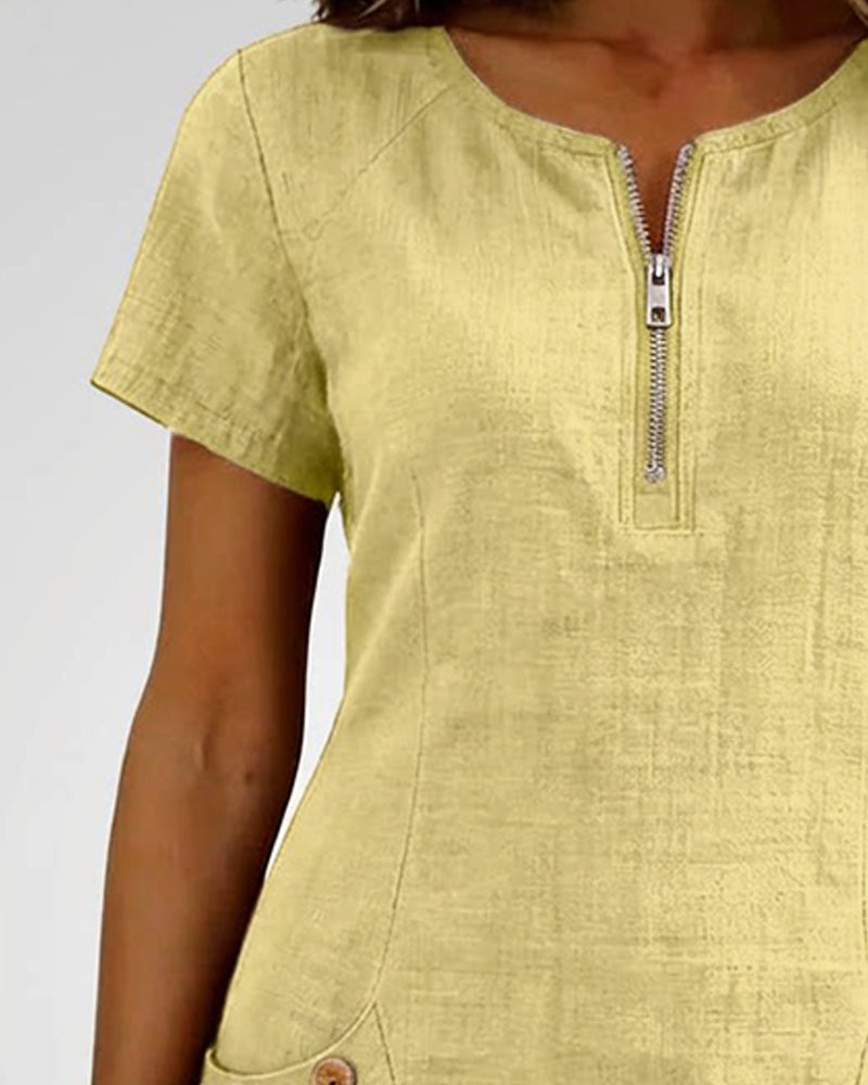 Cotton dress with zipper