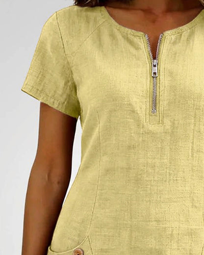 Cotton dress with zipper